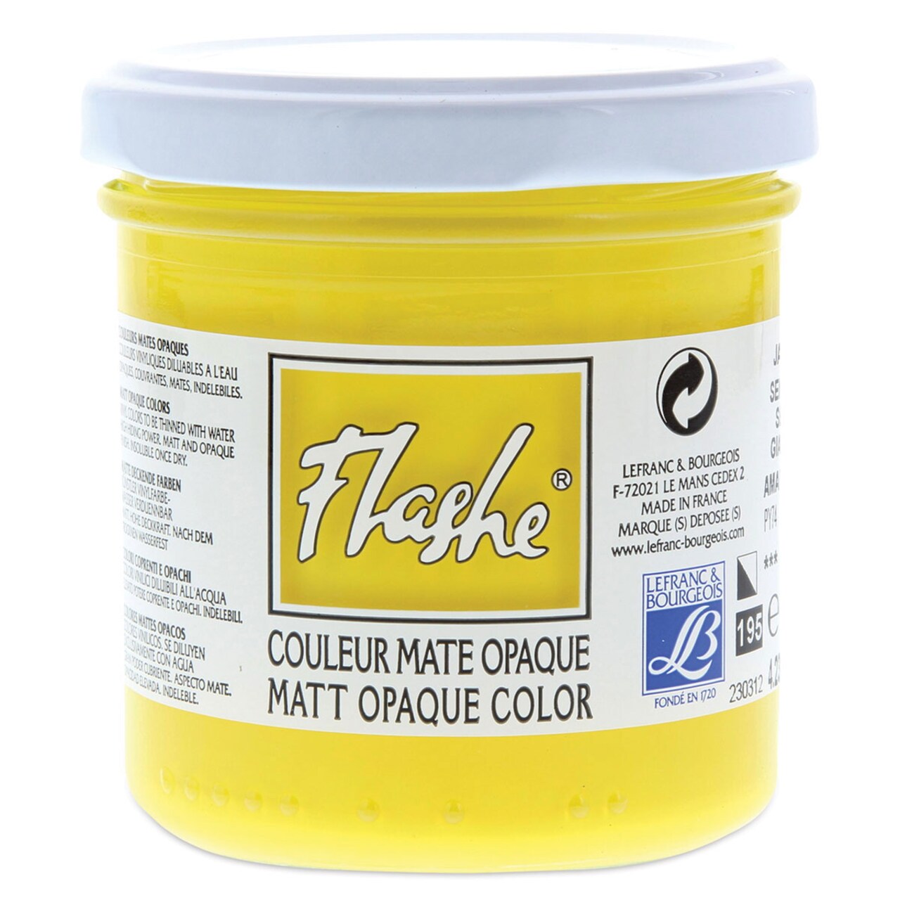 Lefranc & Bourgeois Flashe Vinyl Paint - Lemon Yellow, 125 ml jar